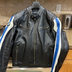 BMW Motorrad leather jacket with elbow cups.